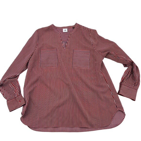 Striped Red & Blue Long Sleeve Tunic Blouse By Cabi Size L - Picture 1 of 7